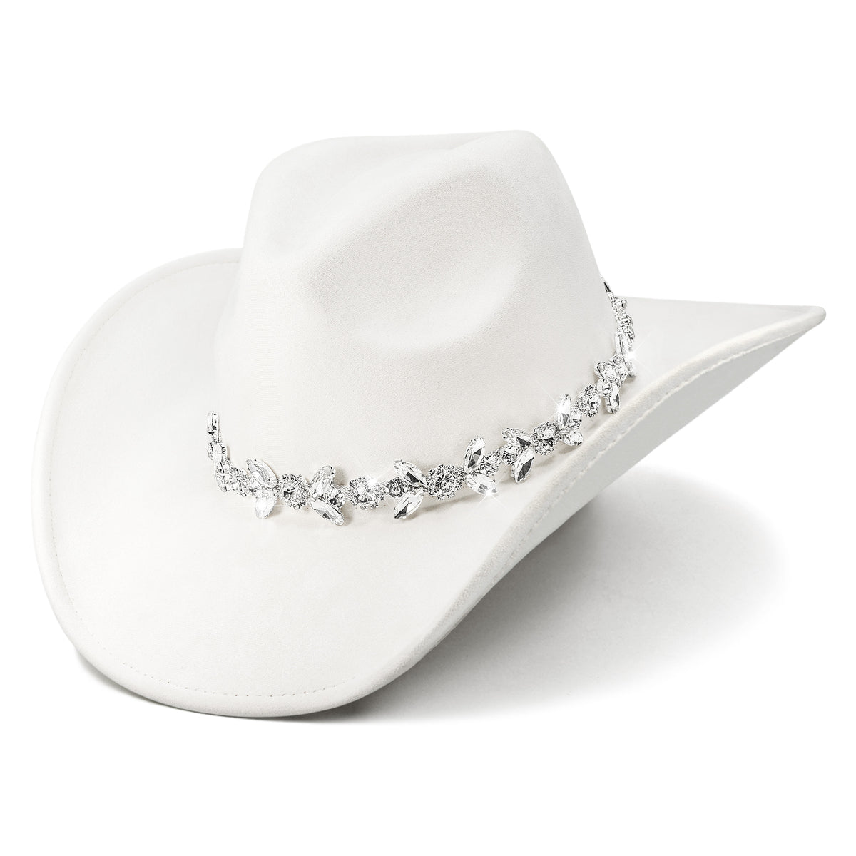Keilin Cowboy Hats for Women and Men - Felt Teardrop Western Cowgirl Cowboy Hat for Teens and Adults White
