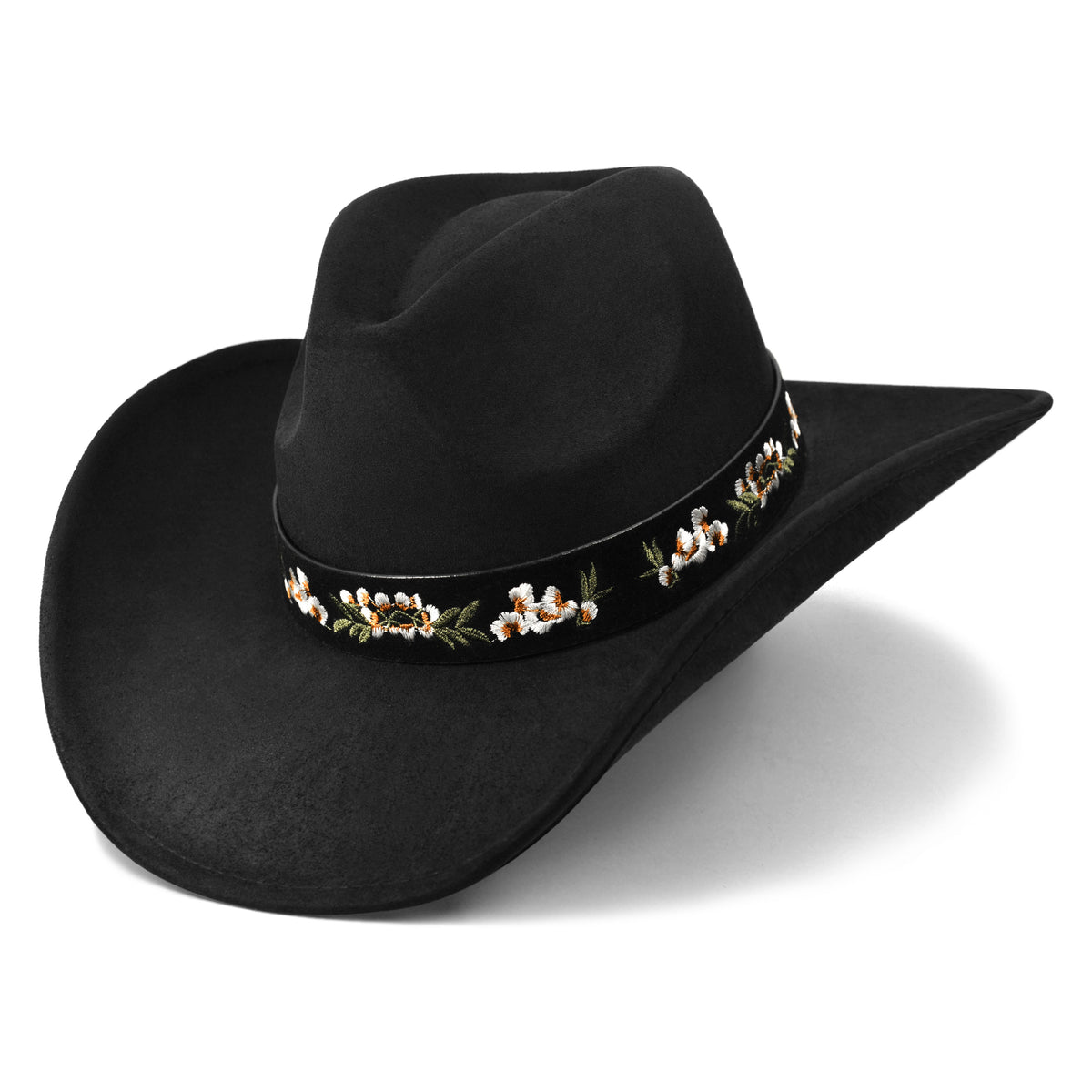 Keilin Cowboy Hats for Women and Men - Felt Teardrop Western Cowgirl Cowboy Hat for Teens and Adults Black