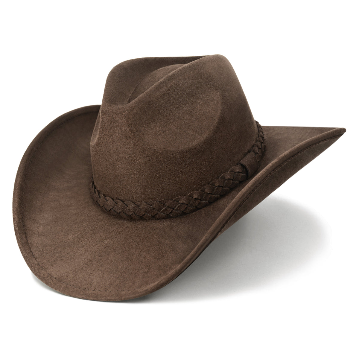 Keilin Cowboy Hats for Women and Men - Felt Teardrop Western Cowgirl Cowboy Hat for Teens and Adults Brown