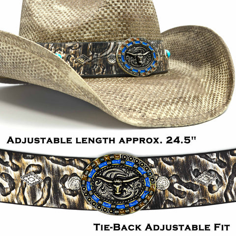 Cowboy Hat Bands for Men and Women, Western Leather Hat Band for Cowboy Hats Tie Closure Cowgirl Accessories Metallic