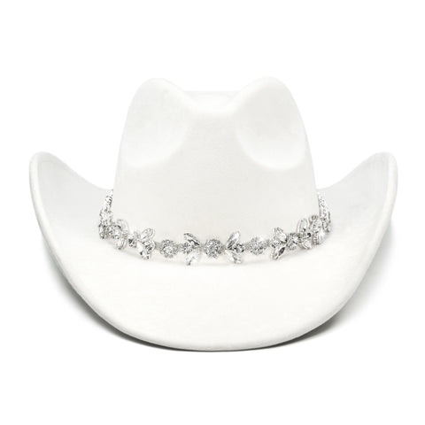 Keilin Cowboy Hats for Women and Men - Felt Teardrop Western Cowgirl Cowboy Hat for Teens and Adults White