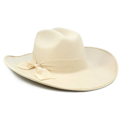 Keilin Cowgirl Hat Brushed Cowboy Hat for Women and Men Customizable Felt Western Hat with Shapeable Wide Brim, Cream White