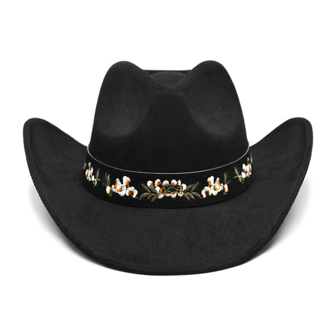 Keilin Cowboy Hats for Women and Men - Felt Teardrop Western Cowgirl Cowboy Hat for Teens and Adults Black