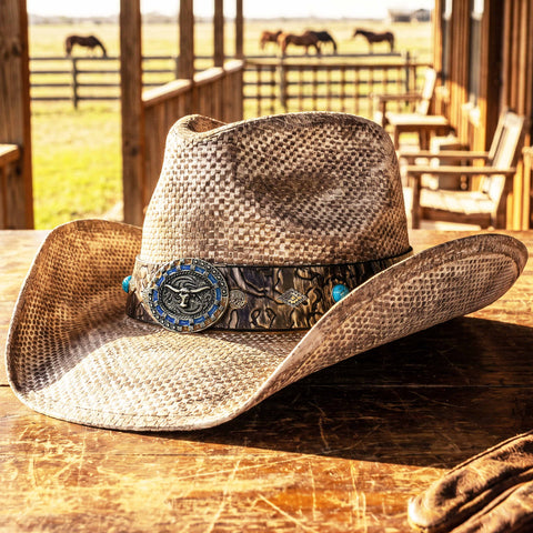 Cowboy Hat Bands for Men and Women, Western Leather Hat Band for Cowboy Hats Tie Closure Cowgirl Accessories Metallic
