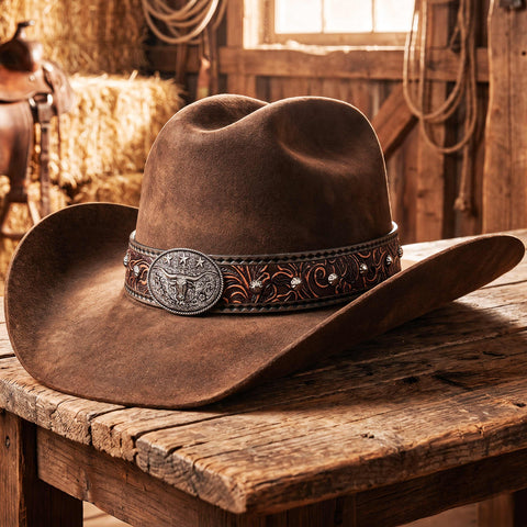 Cowboy Hat Bands for Men and Women, Western Leather Hat Band for Cowboy Hats Tie Closure Cowgirl Accessories Oxblood