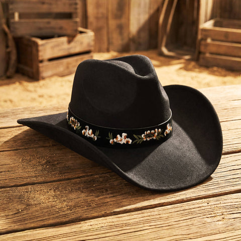 Keilin Cowboy Hats for Women and Men - Felt Teardrop Western Cowgirl Cowboy Hat for Teens and Adults Black