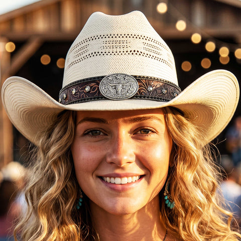 Cowboy Hat Bands for Men and Women, Western Leather Hat Band for Cowboy Hats Tie Closure Cowgirl Accessories Oxblood