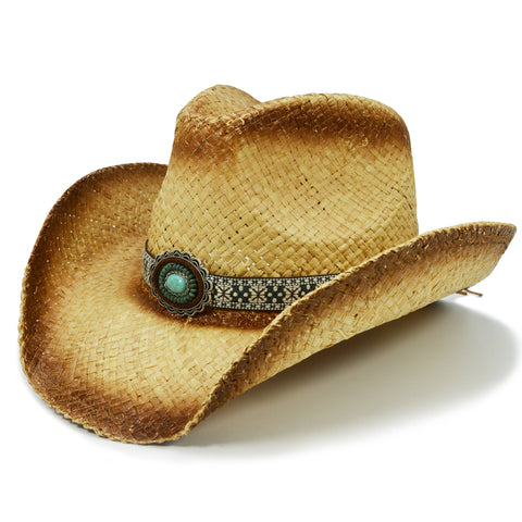 Keilin Western Hat Band for Cowboy Hats Fedora Hats Panama Hats Adjustable HatBands for Men and Women, Turquoise Beaded