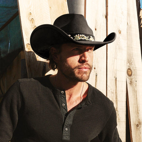 Keilin Cowboy Hats for Women and Men - Felt Teardrop Western Cowgirl Cowboy Hat for Teens and Adults Black