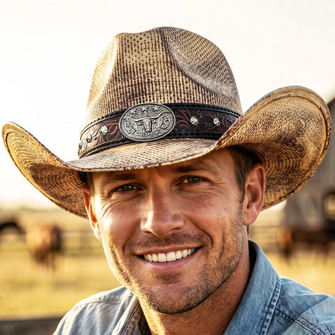 Cowboy Hat Bands for Men and Women, Western Leather Hat Band for Cowboy Hats Tie Closure Cowgirl Accessories Oxblood