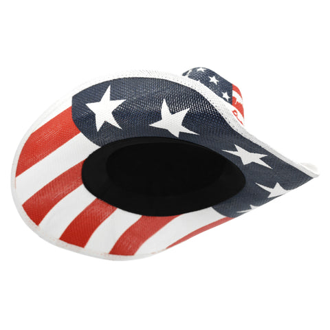 Keilin Straw Cowboy Hat for Women and Men - American Flag Patriotic USA Western Hat 4th July Cowgirl Country Rodeo