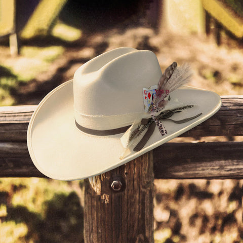 Keilin Cowgirl Hat Brushed Cowboy Hat for Women and Men Customizable Felt Western Hat with Shapeable Wide Brim, Cream White