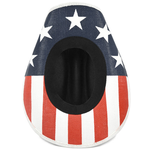 Keilin Straw Cowboy Hat for Women and Men - American Flag Patriotic USA Western Hat 4th July Cowgirl Country Rodeo